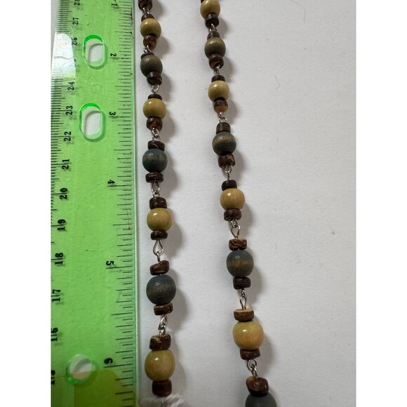 Vintage Wooden Bead Necklace With Toggle Clasp - Picture 10 of 16